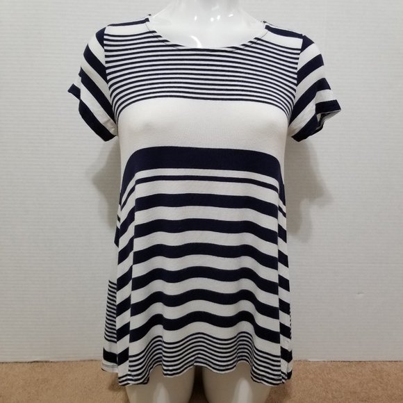 Wasabi + Mint top Small nautical striped tunic style preppy stretch - Picture 1 of 11